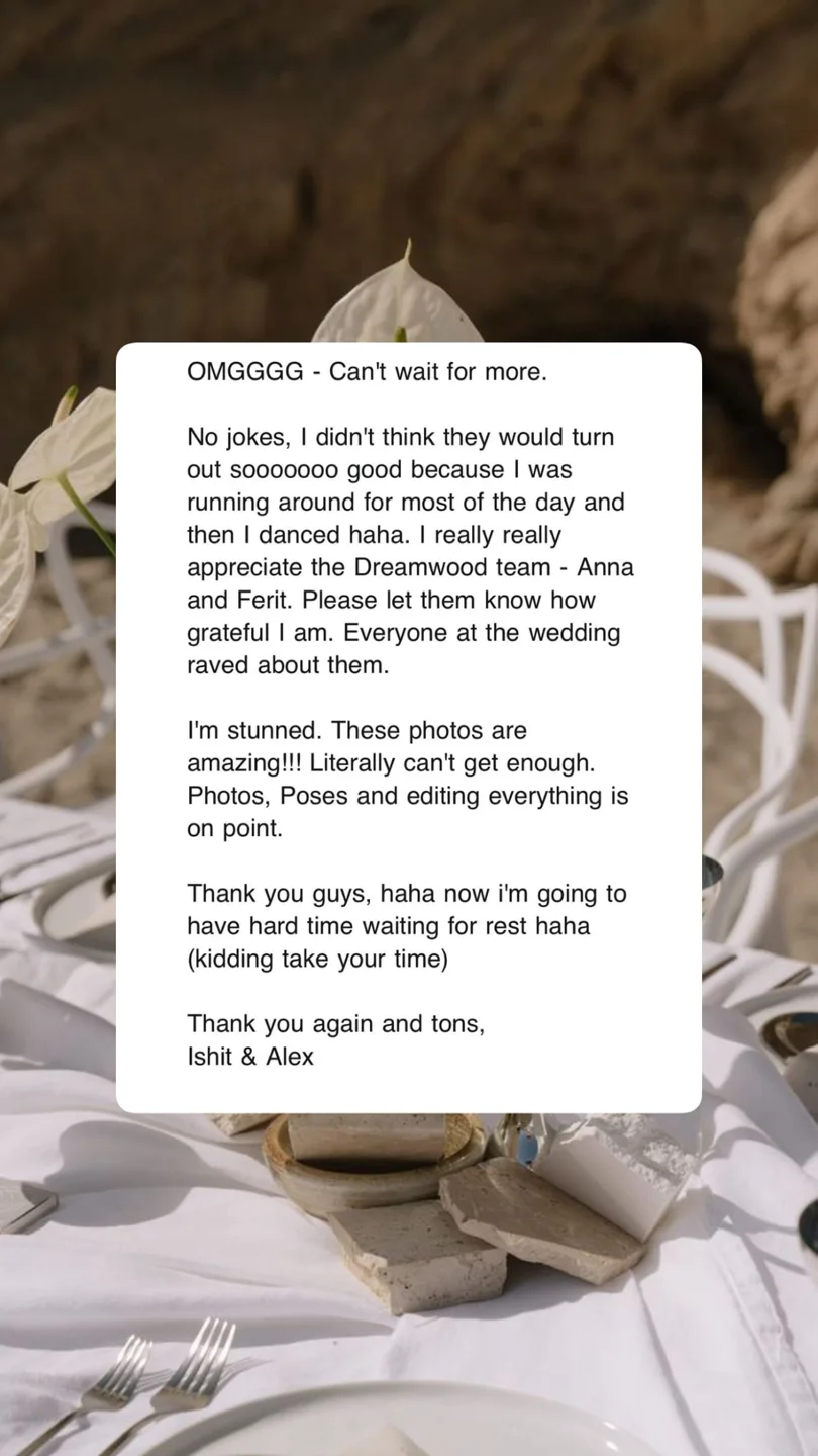 An original wedding review shared by a couple