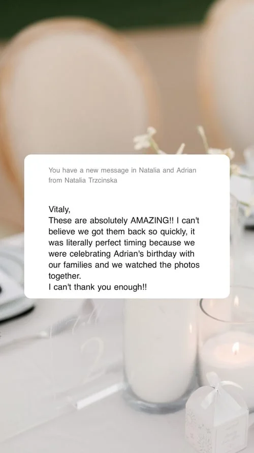 An original wedding review shared by a couple