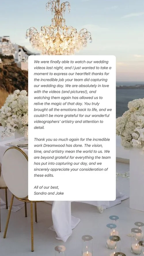 An original wedding review shared by a couple