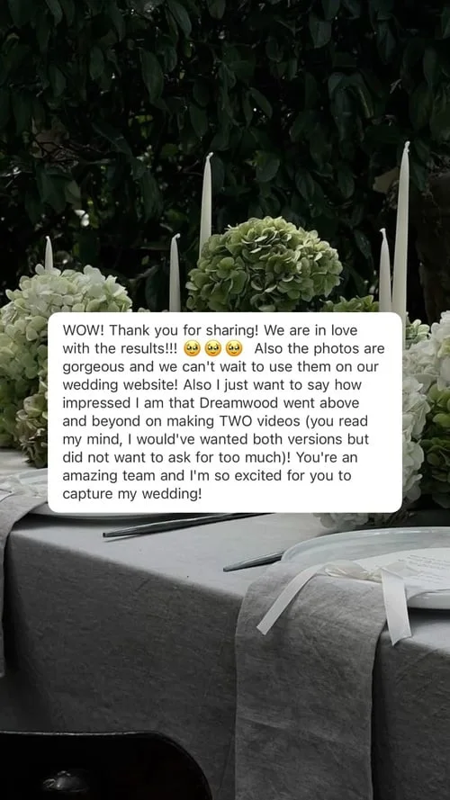 An original wedding review shared by a couple