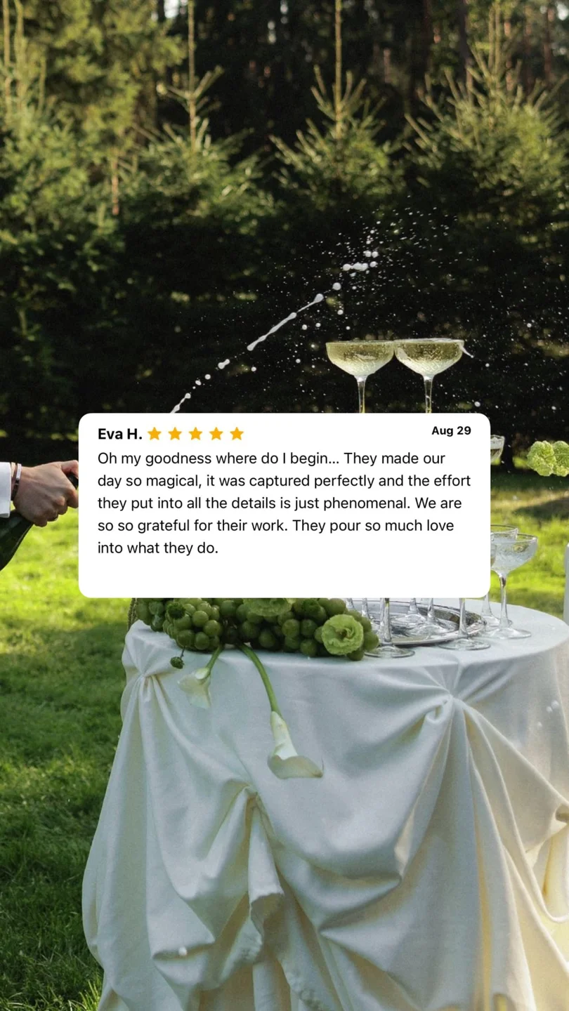 An original wedding review shared by a couple