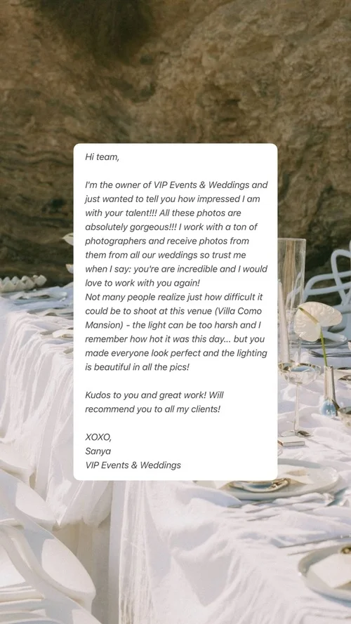 An original wedding review shared by a couple
