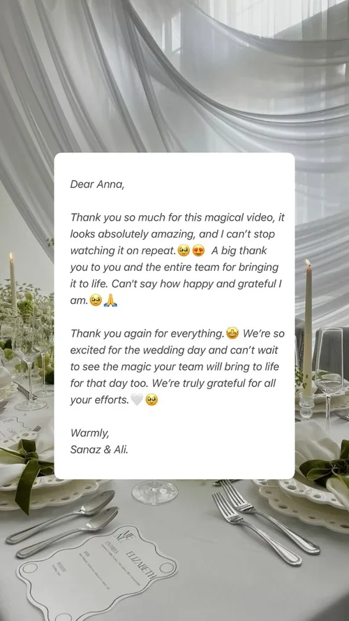 An original wedding review shared by a couple