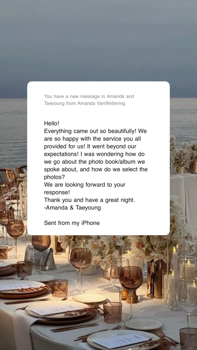 An original wedding review shared by a couple
