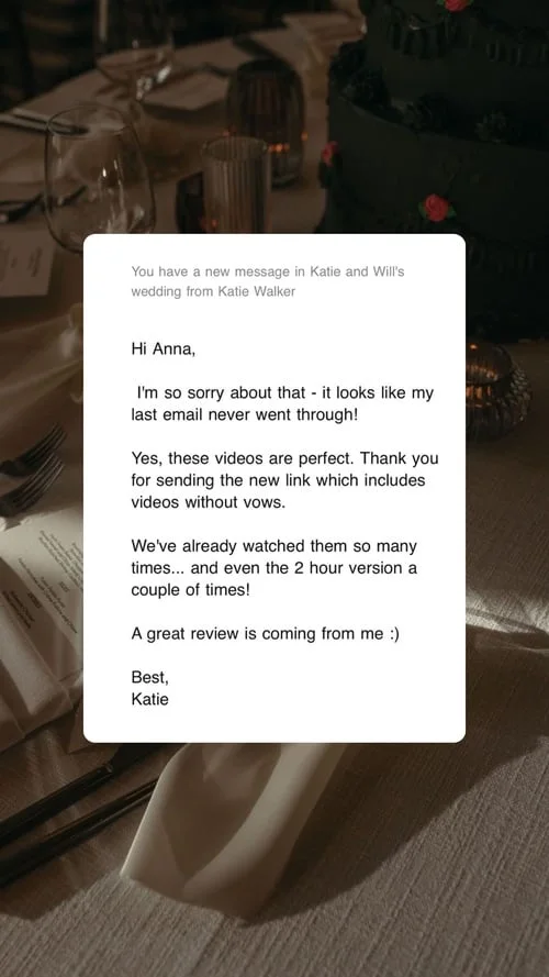 An original wedding review shared by a couple