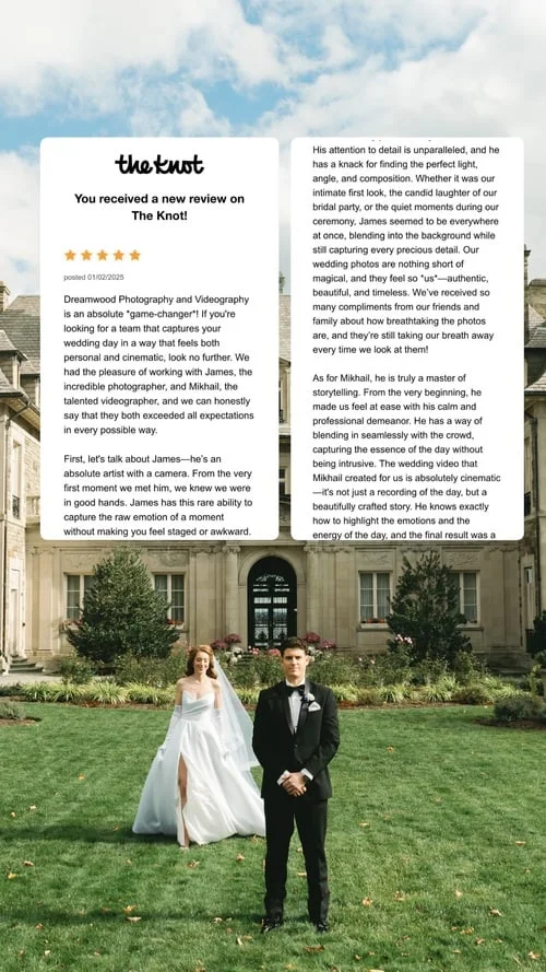 An original wedding review shared by a couple