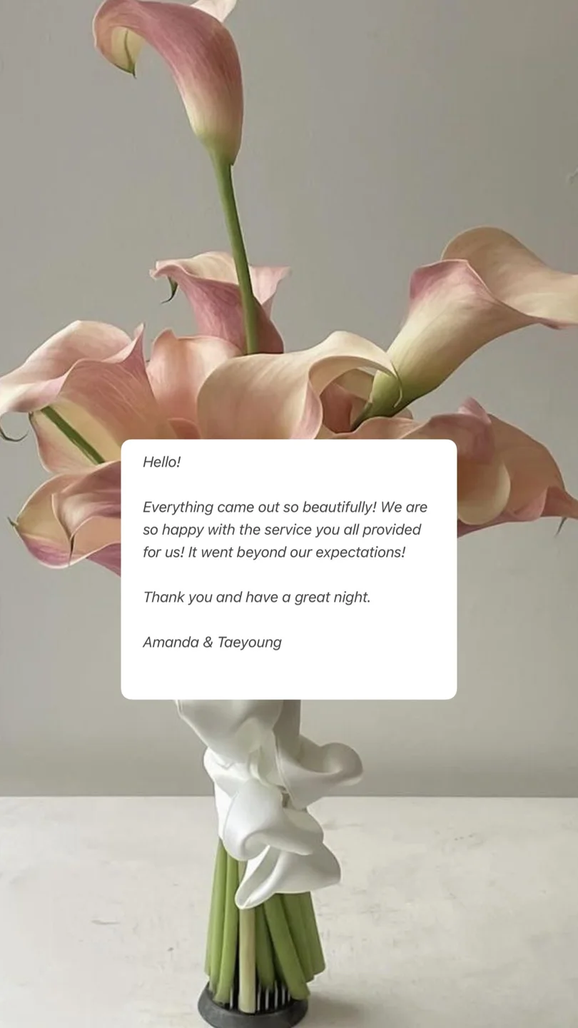 Amanda & Taeyoung say the beautiful results and service exceeded expectations.