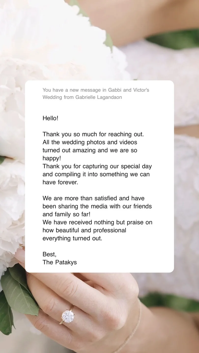 An original wedding review shared by a couple