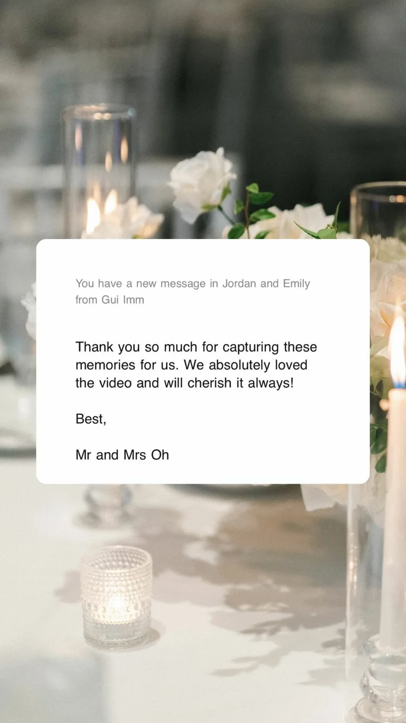 Mr & Mrs Oh thank the team for capturing cherished memories in a film they love.