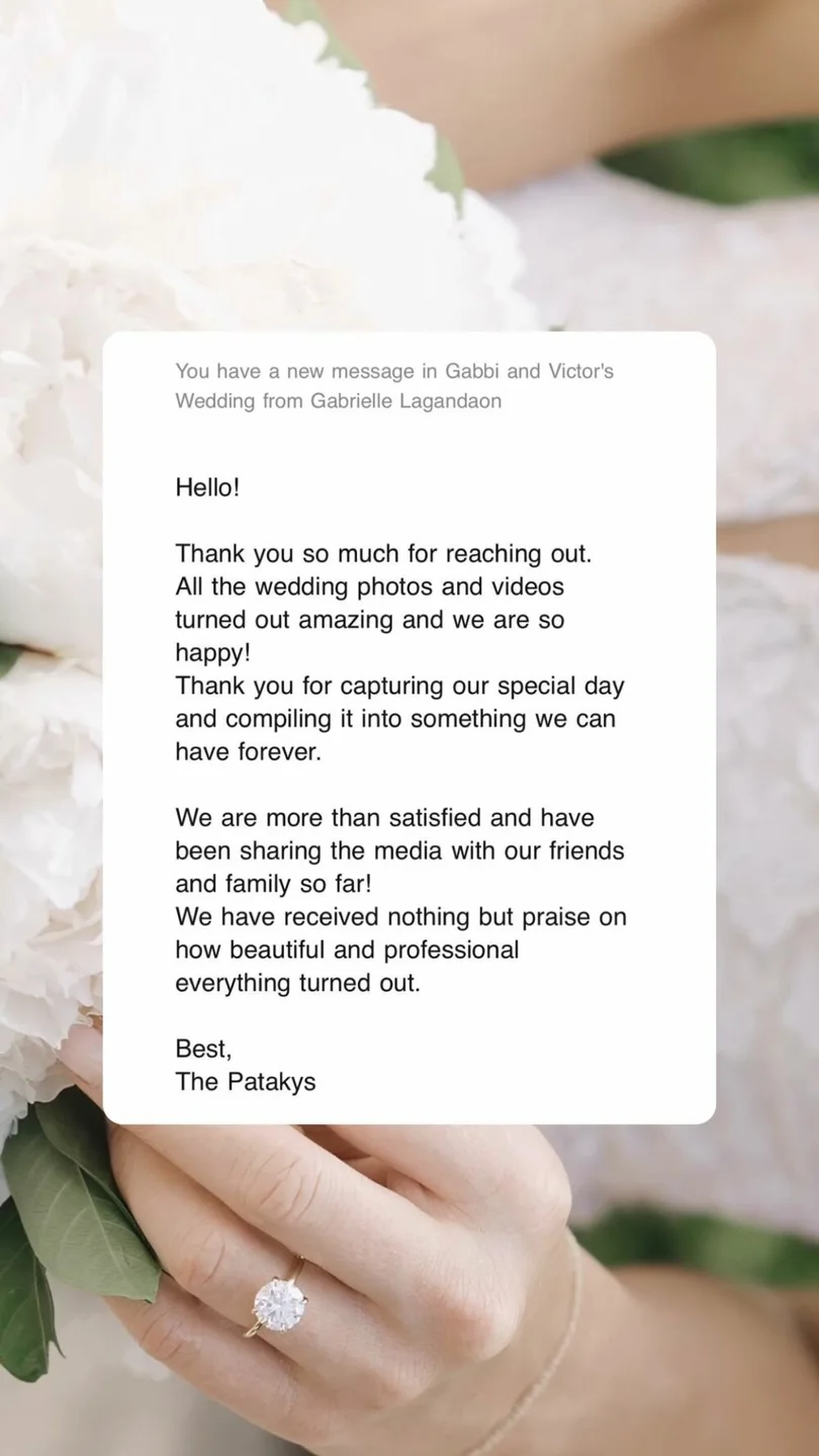 Gabbi & Victor praise the wedding photographs and films and the positive responses from family and friends.