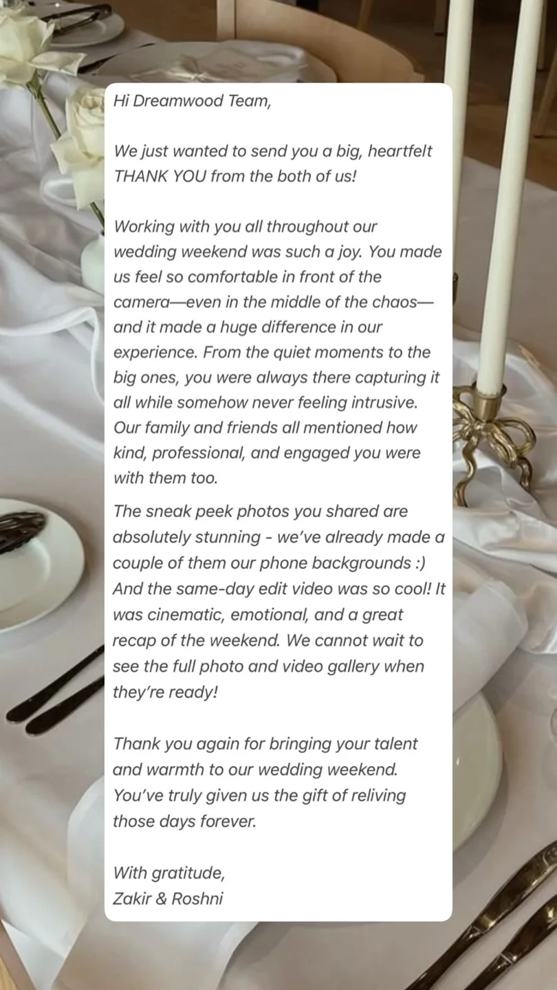 An original wedding review shared by a couple