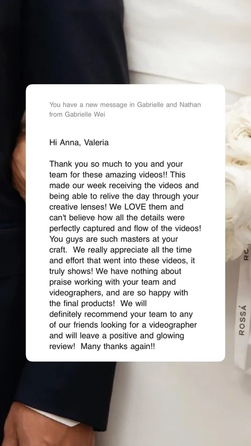 An original wedding review shared by a couple