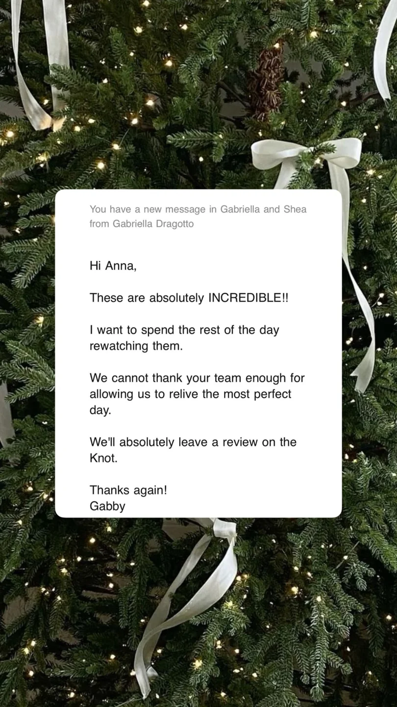 An original wedding review shared by a couple