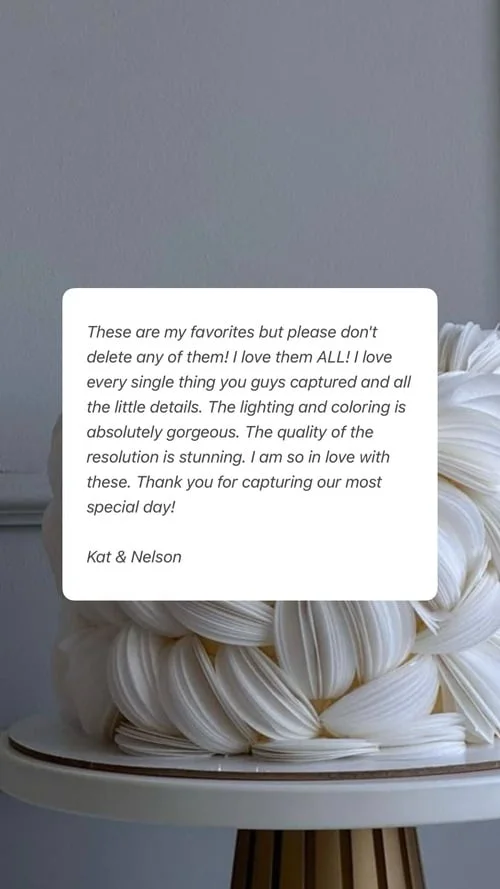 An original wedding review shared by a couple
