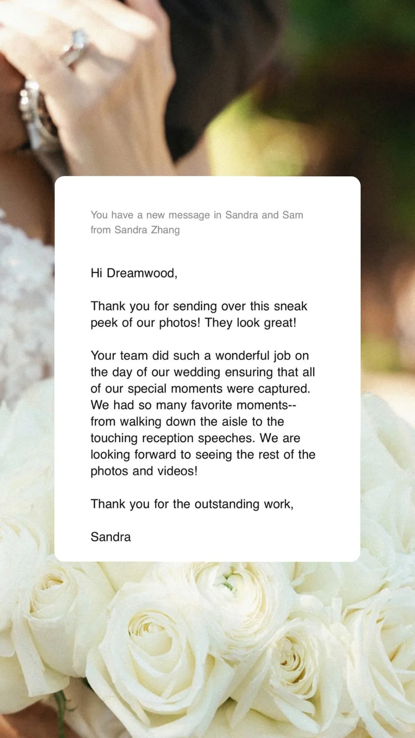 An original wedding review shared by a couple