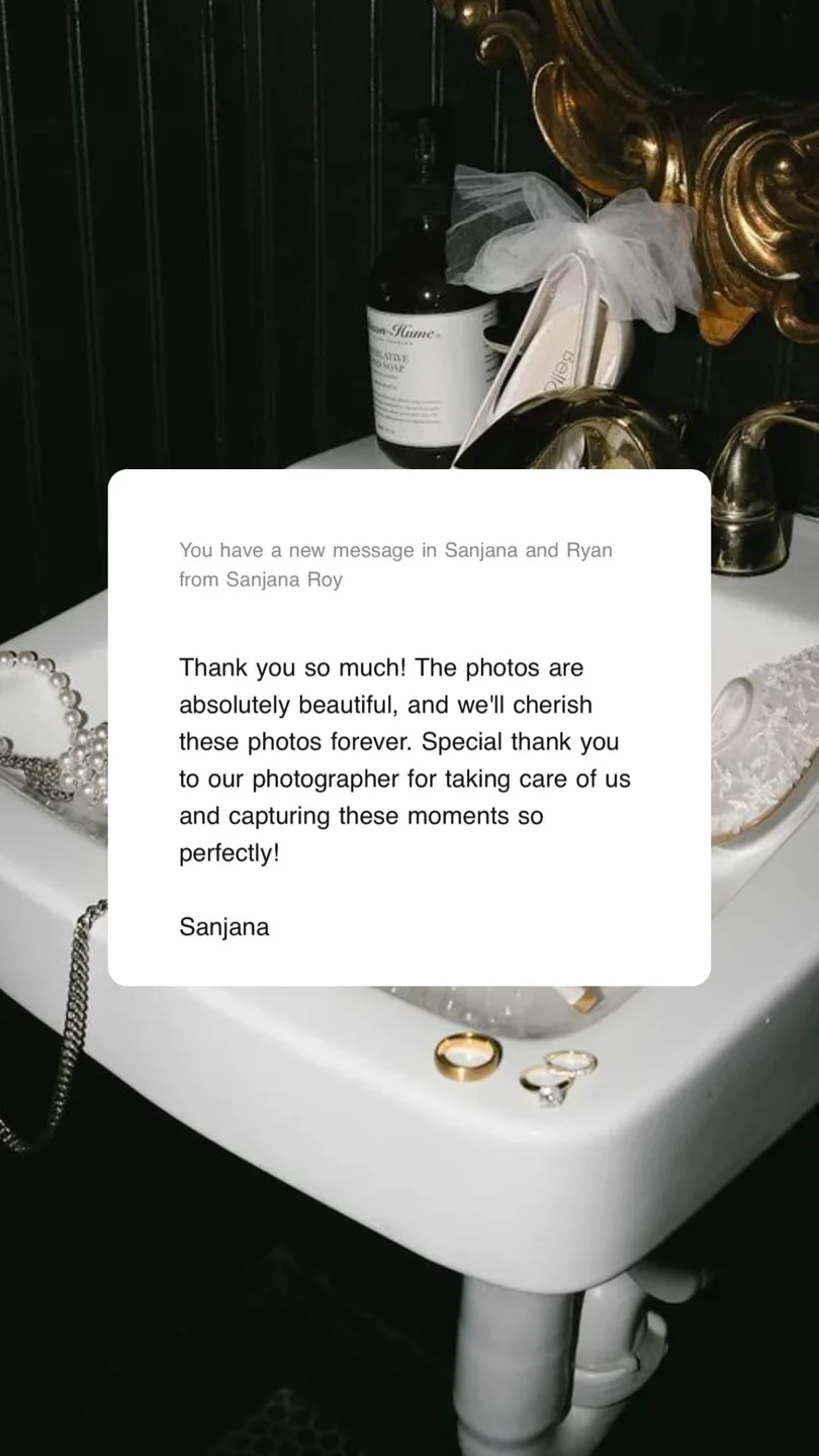 An original wedding review shared by a couple