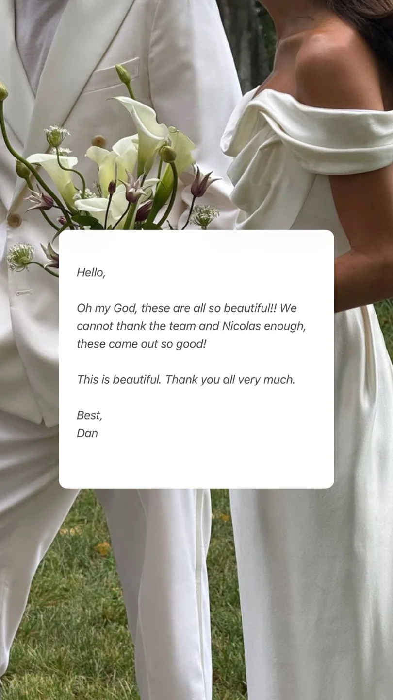 An original wedding review shared by a couple