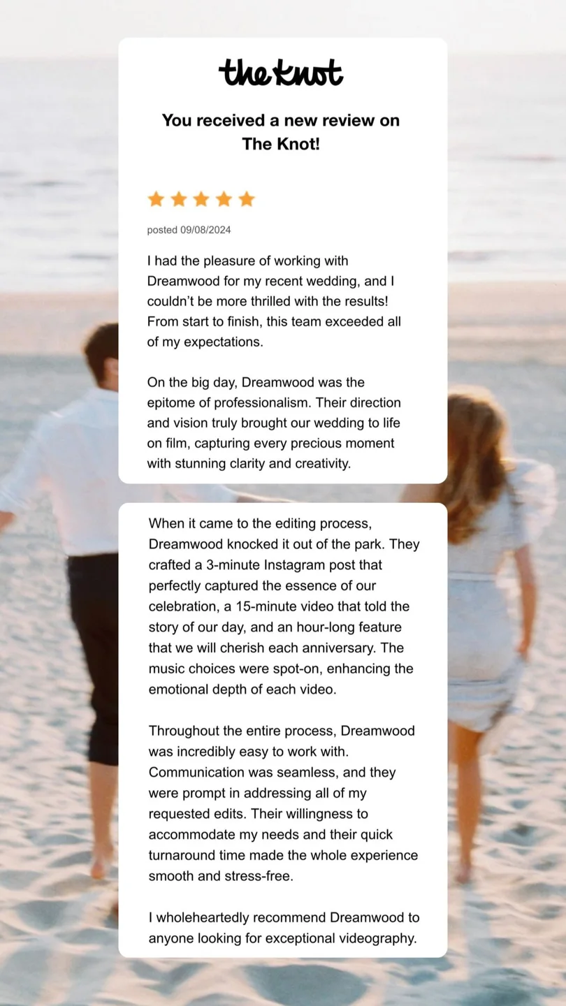 An original wedding review shared by a couple