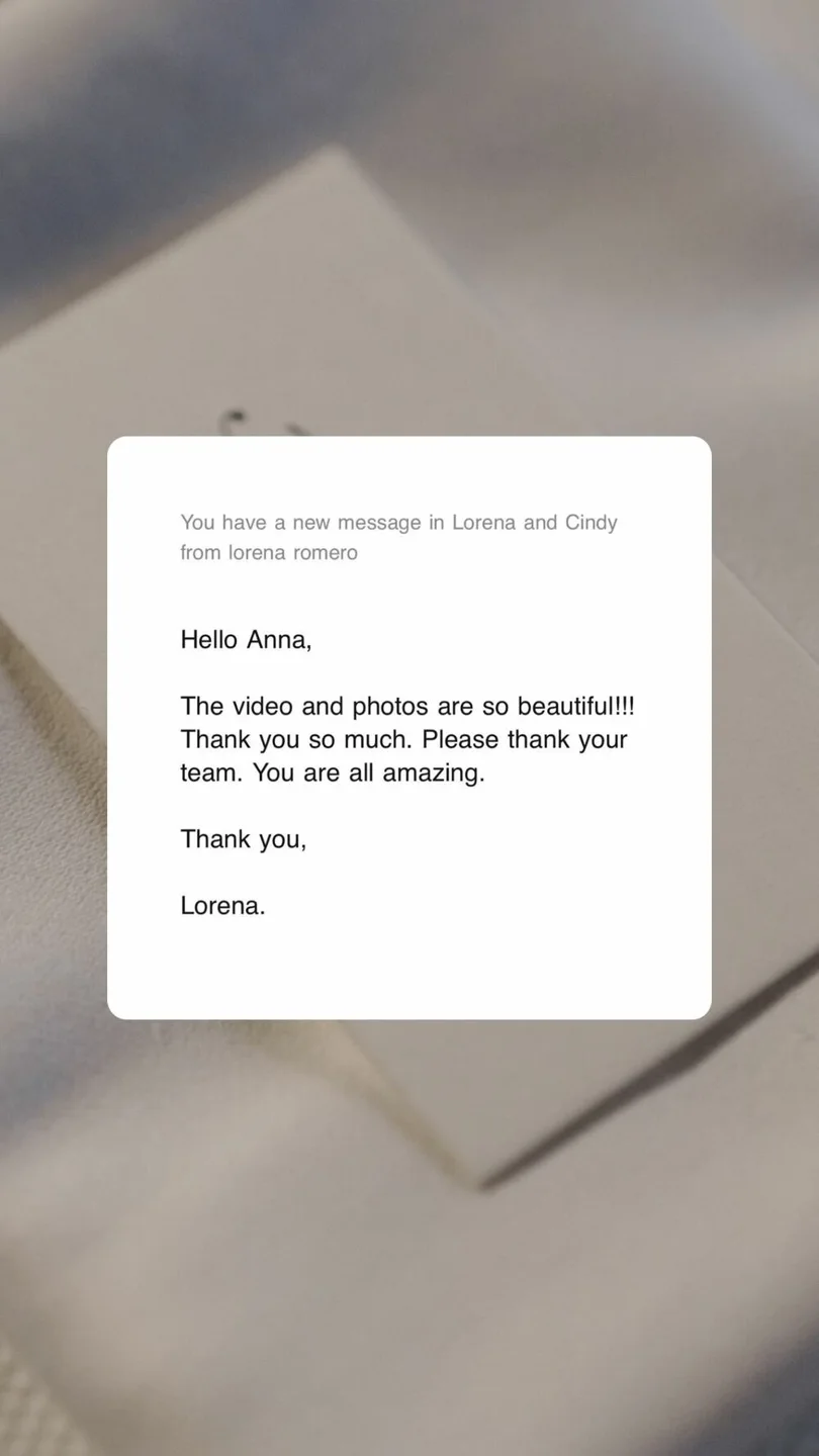 Lorena thanks Anna and the team for beautiful photographs and a film.