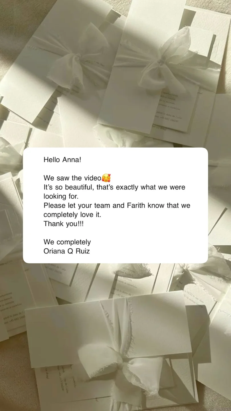 Oriana loves the film and thanks Anna, Farith, and the team for creating exactly what she wanted.