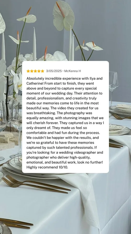 An original wedding review shared by a couple