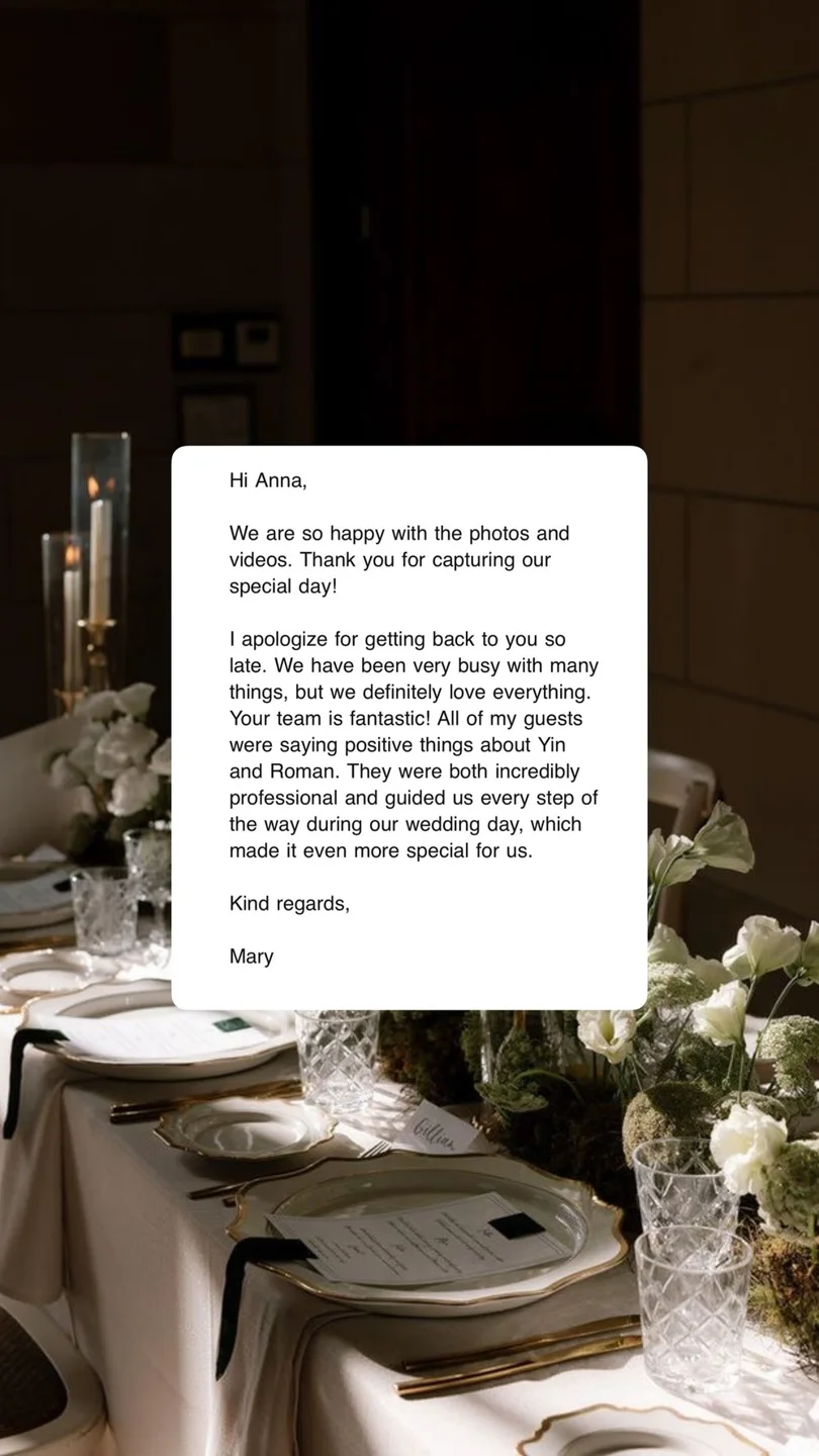 A couple’s original review of our creative team