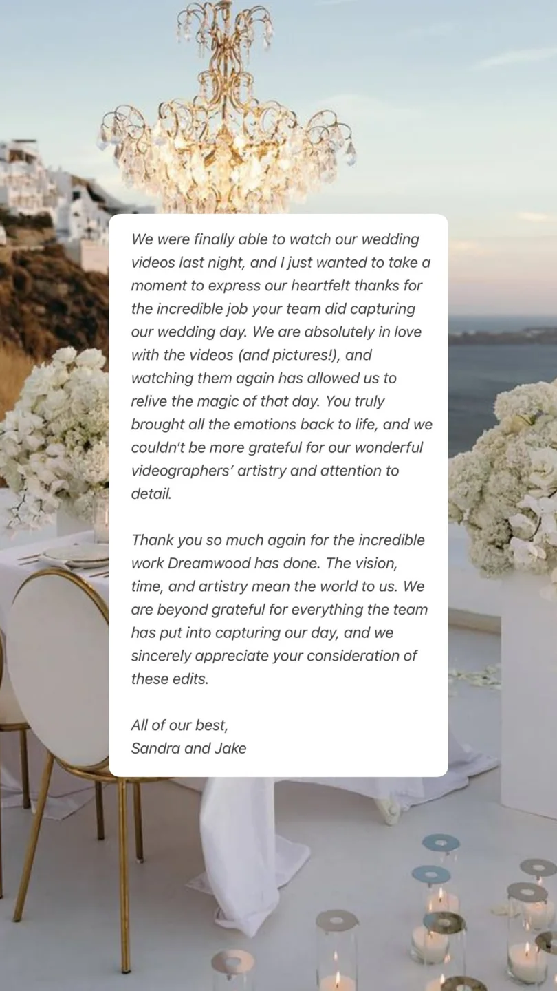 An original wedding review shared by a couple