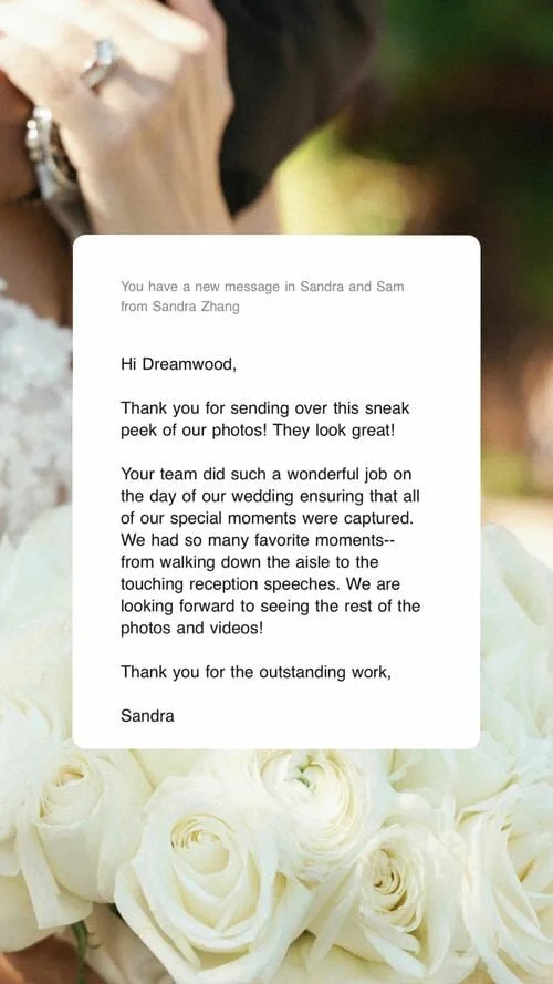 An original wedding review shared by a couple