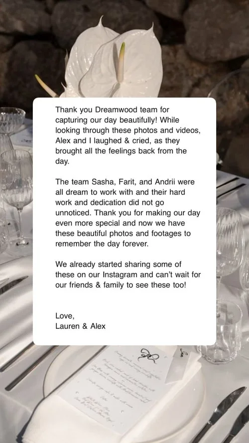 An original wedding review shared by a couple