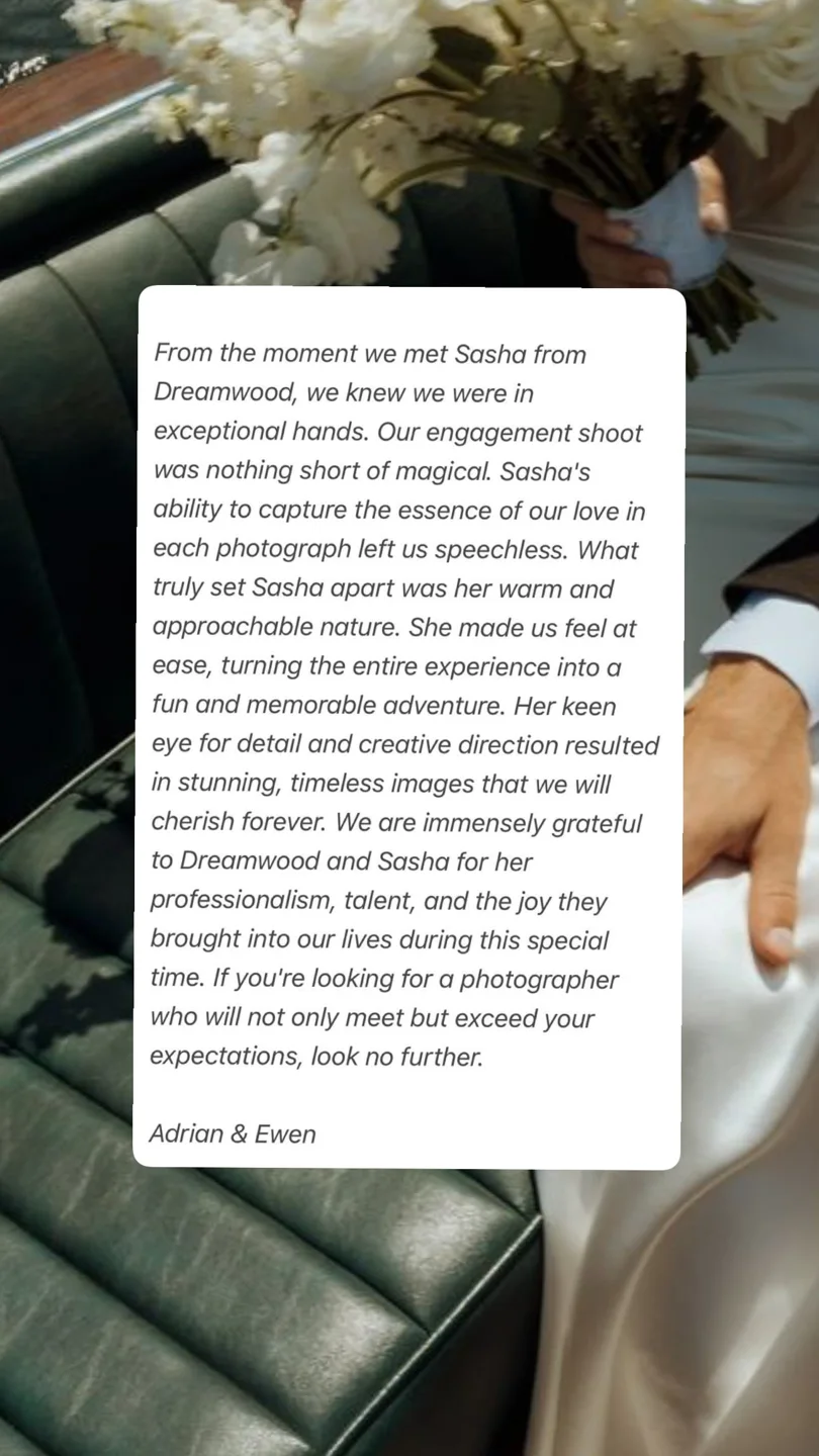 An original wedding review shared by a couple