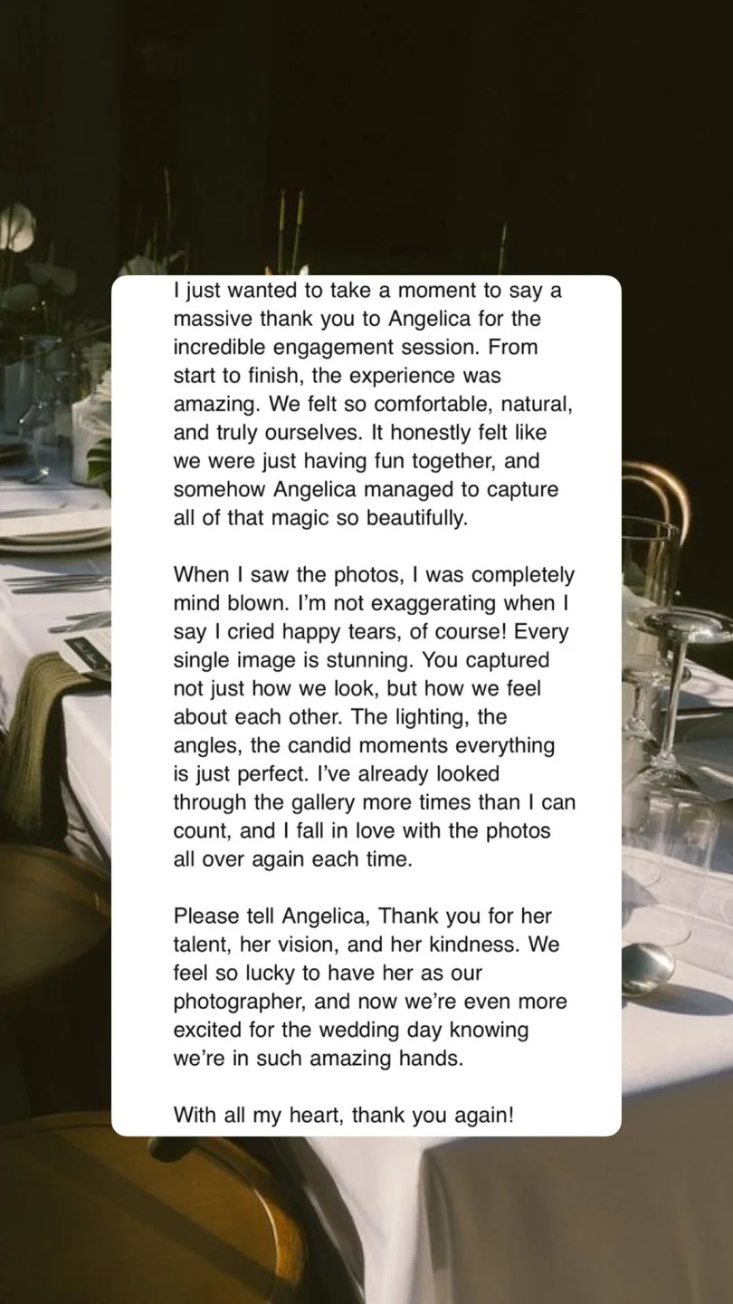 An original wedding review shared by a couple
