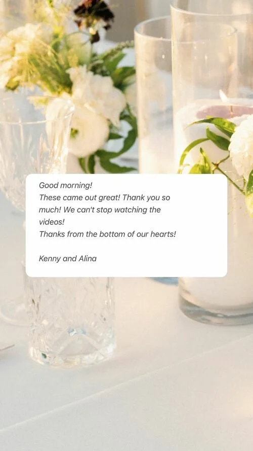 An original wedding review shared by a couple