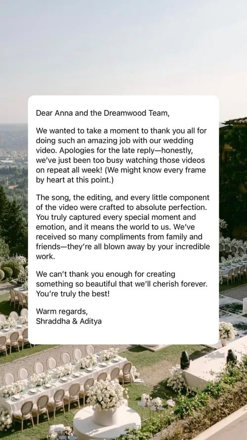 An original wedding review shared by a couple