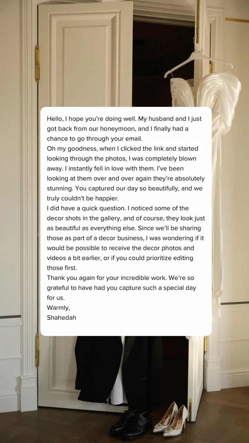 An original wedding review shared by a couple