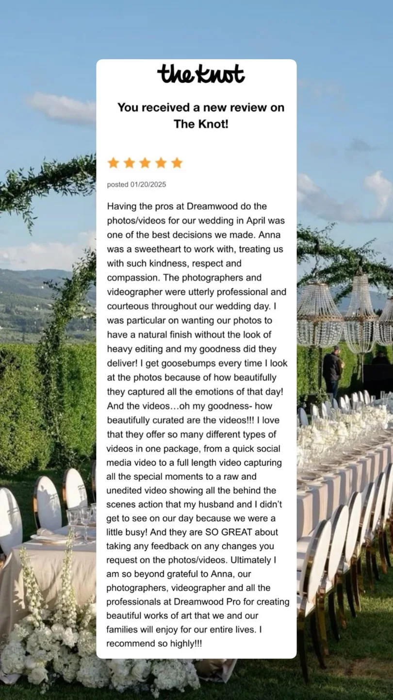 An original wedding review shared by a couple