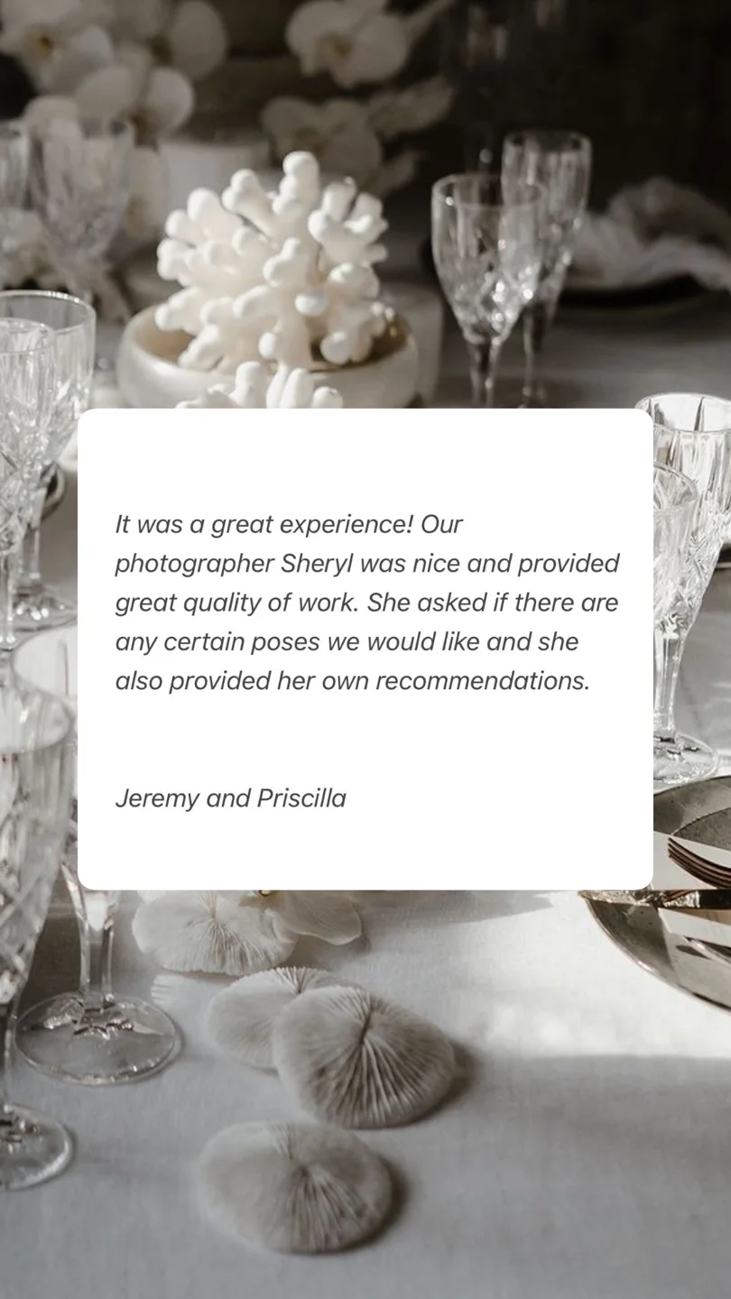 Jeremy & Priscilla praise Sheryl’s photography, pose suggestions, and attention to their preferences.