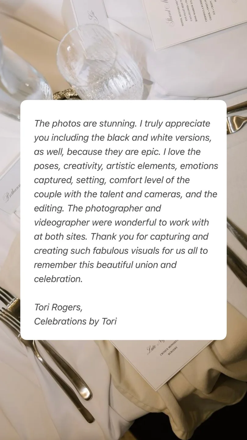 An original wedding review shared by a couple