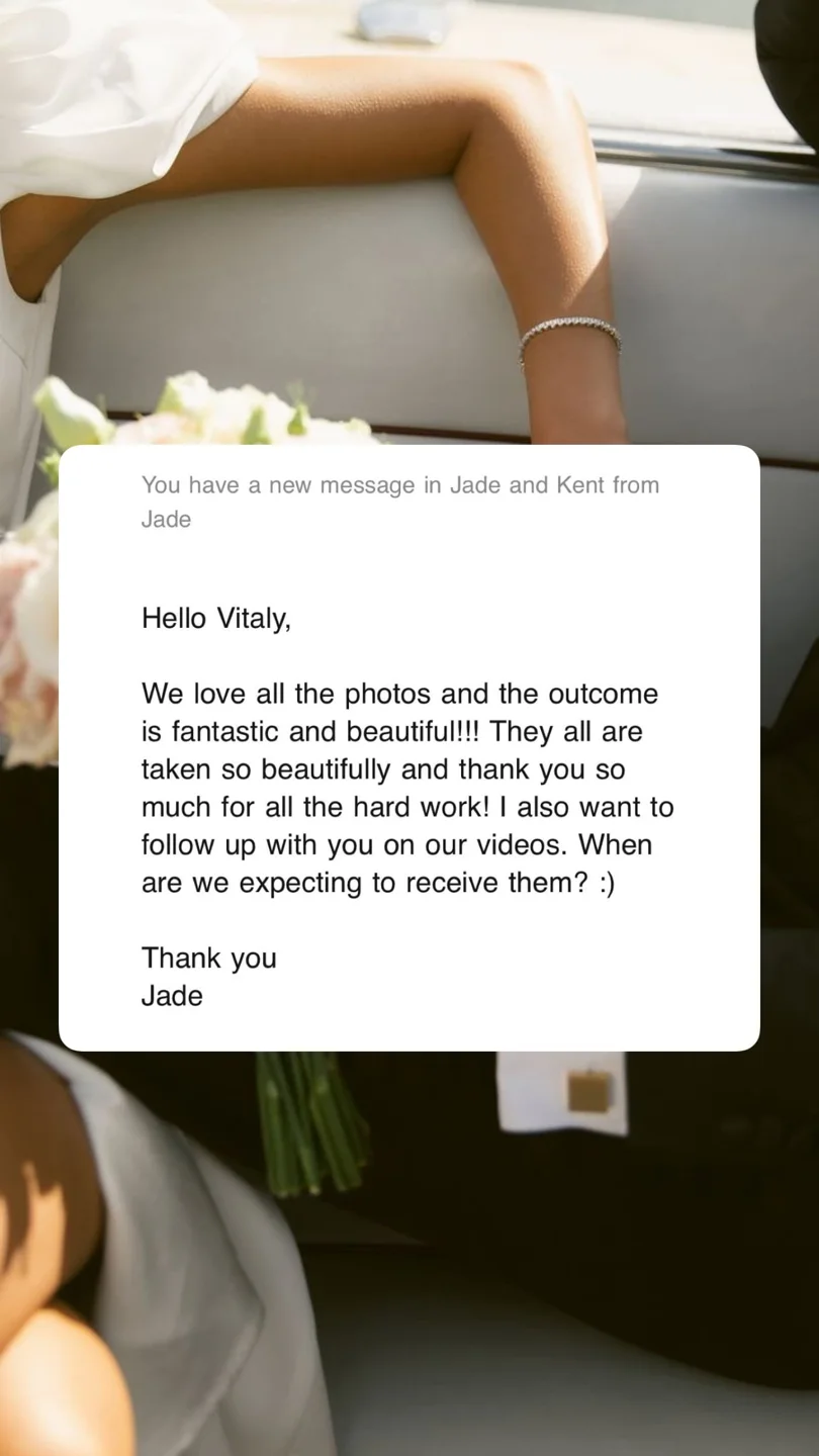 An original wedding review shared by a couple